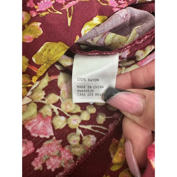 Rachel Roy Burgundy Floral Cropped One Shoulder Women’s Top - Picture 4 of 8